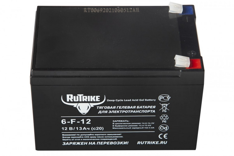 Тяговый гелевый аккумулятор RuTrike 6-F-12 (12V13A/H C20) в Екатеринбурге