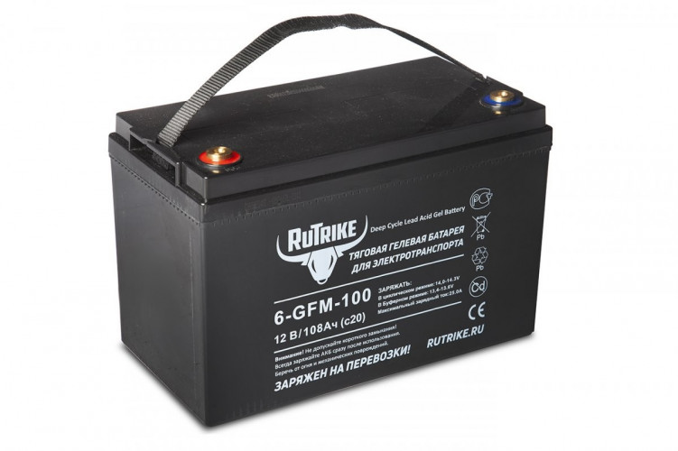 Тяговый гелевый аккумулятор RuTrike 6-GFM-100A (12V108A/H C20) в Екатеринбурге
