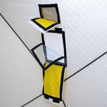 Палатка для рыбалки Helios утепл. Куб 1,8х1,8 желтый/серый в Екатеринбурге