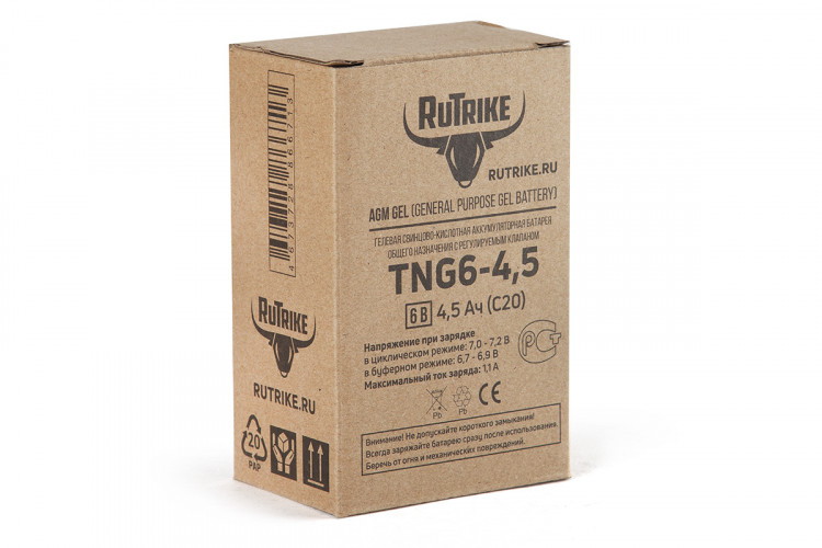 Тяговый гелевый аккумулятор RuTrike TNG 6-4,5 (6V4,5A/H C20) в Екатеринбурге