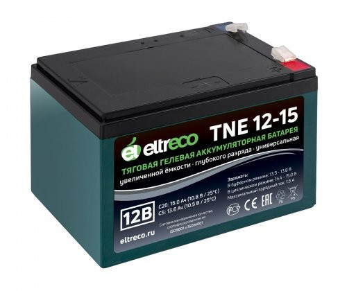 Тяговый аккумулятор Eltreco TNE12-15 (12V12A/H C3) нож в Екатеринбурге