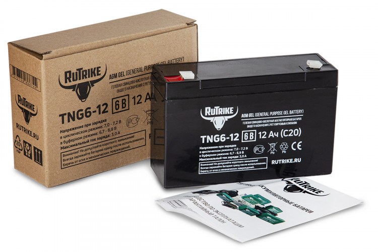 Тяговый гелевый аккумулятор RuTrike TNG 6-12 (6V12A/H C20) в Екатеринбурге