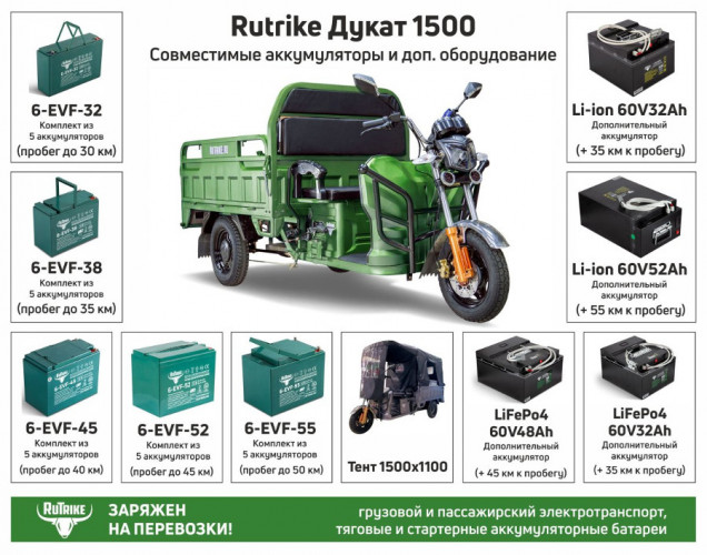 Грузовой электрический трицикл RuTrike Дукат 1500 в Екатеринбурге